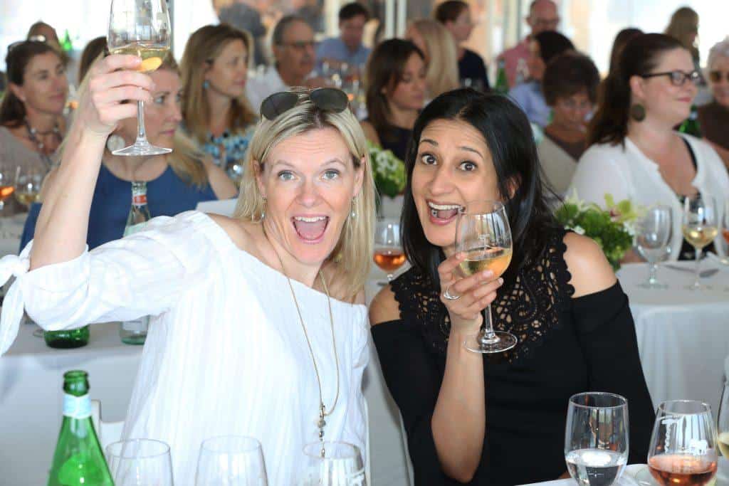 Guests celebrating together at a Nantucket wine festival